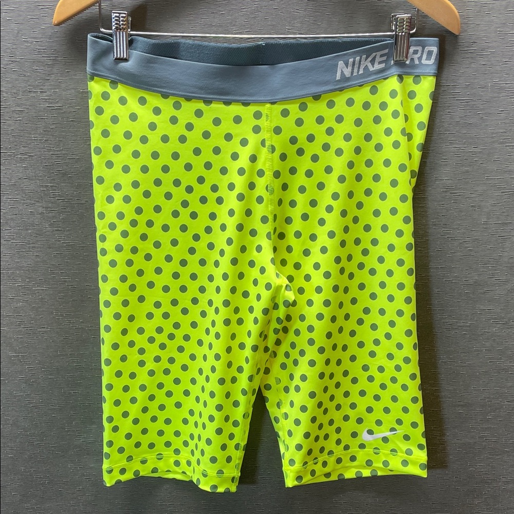 Nike Pro Neon Yellow Green Polka Dot Bike Shorts
